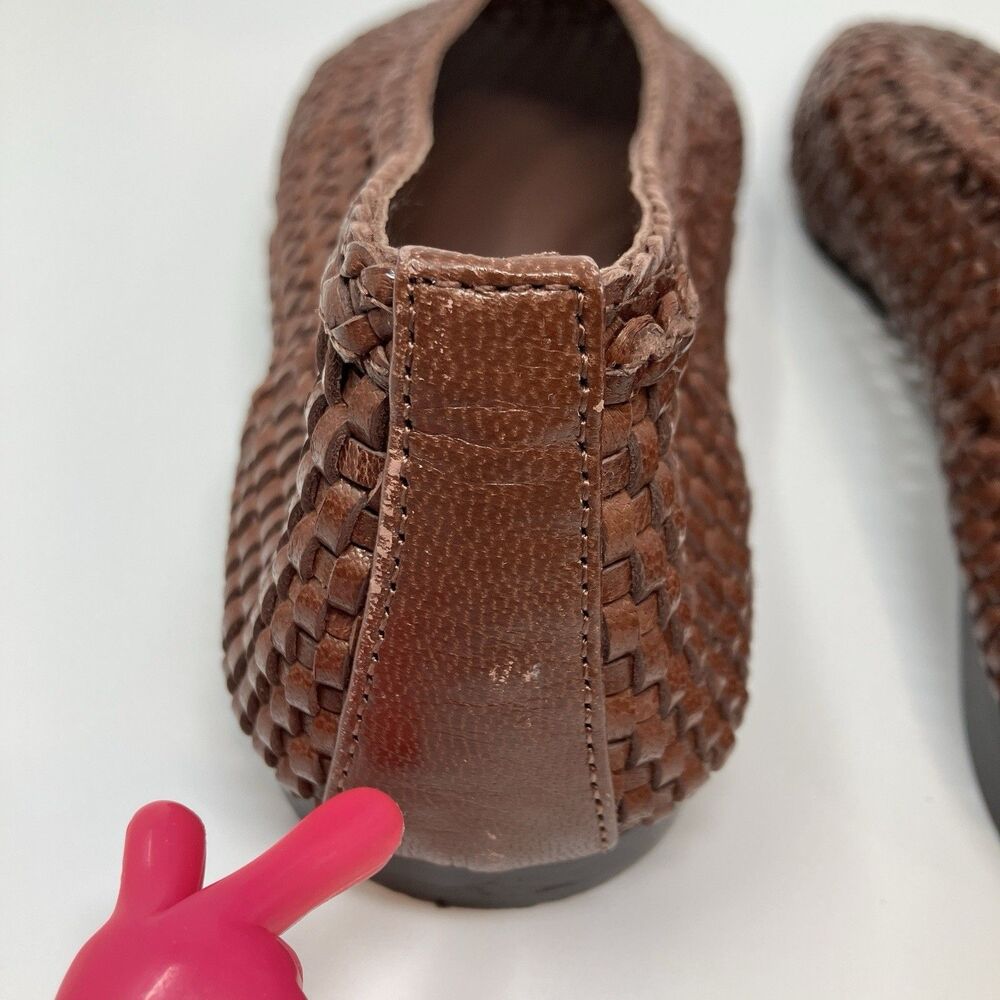 Madewell Ballet Flats Women 9 Brown Leather Mylie Woven Square Toe NU884 - Picture 11 of 12